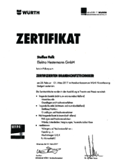 Zertifikat Würth Brandschutz